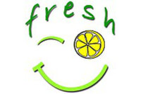 Illustration: Ein grünes Smiley-Gesicht mit dem Wort 'fresh' darüber. Das rechte Auge ist durch eine gelbe Zitronenscheibe ersetzt.
