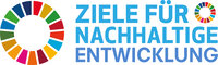 Illustration: Ein buntes Kreisdiagramm begleitet den Text 'ZIELE FÜR NACHHALTIGE ENTWICKLUNG'. Das Diagramm besteht aus verschiedenfarbigen Segmenten, die die 17 Ziele der nachhaltigen Entwicklung symbolisieren.