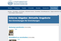 Screenshot: Webseite der Universität Hohenheim zeigt die Website der Internen Abgabe